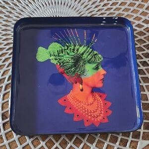 Vibrant Blue and Green Decorative Tray